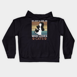 Just a Girl Who Loves Cats Cute Vintage Gift Idea Kids Hoodie